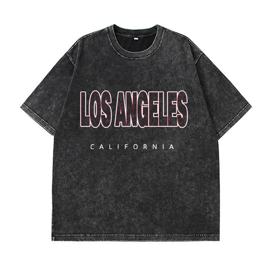 JEEZ Wear Los Angeles Yıkamalı Oversize Baskılı Kadın Tişört